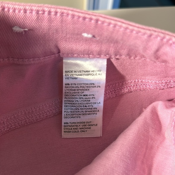 Chico’s So Slimming Girlfriend Slim Leg Crop Size 8 1 Pink Jean Eyelet Ankle - Picture 7 of 11